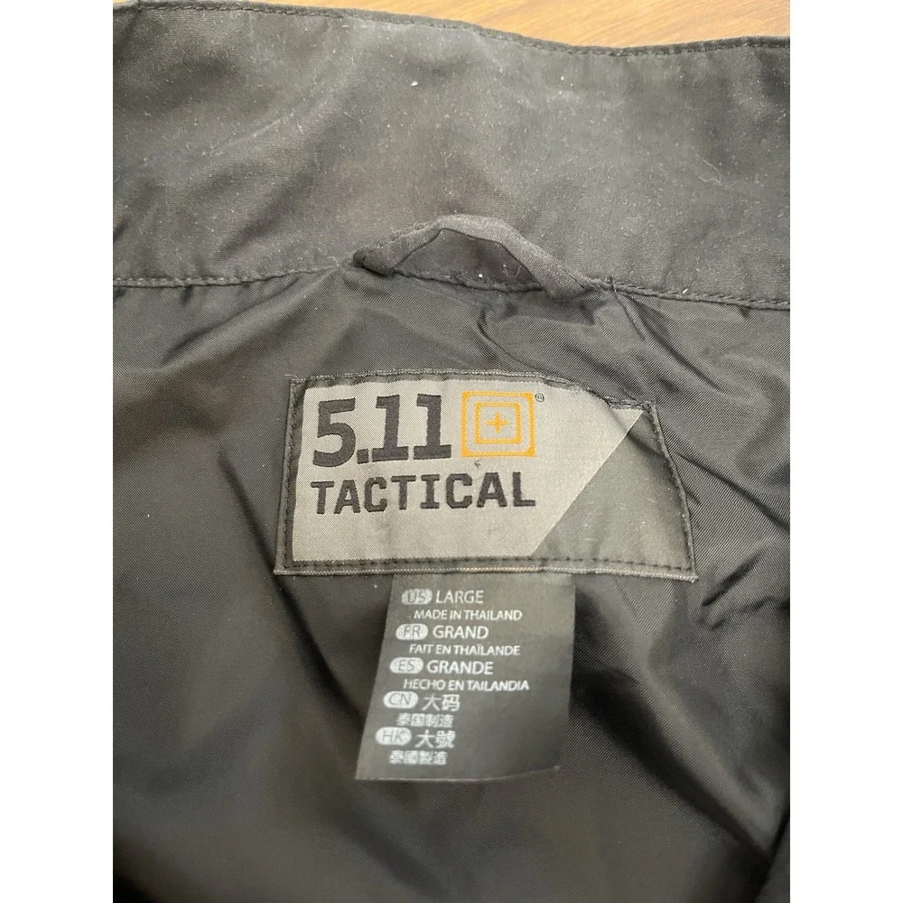 5.11 Tactical Jacket Men Large Black Lined Packable Rain Wind Resistant Full Zip